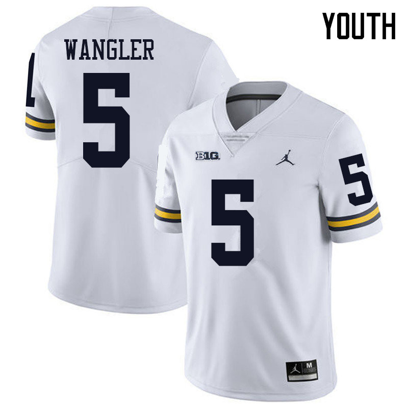 Jordan Brand Youth #5 Jared Wangler Michigan Wolverines College Football Jerseys Sale-White